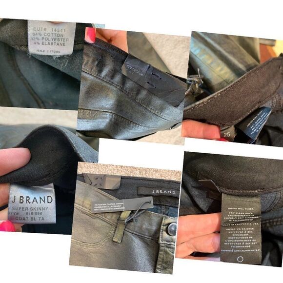 J Brand Super Skinny Black Green Coated Jeans Sz25 - Picture 6 of 10